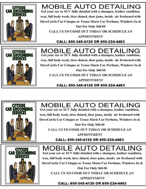 Car Grooming 4 Flyers From Auto Detailing Tallahassee Mobile Auto Detailing Tallahassee In