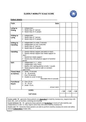 Elder Mobility Scale Assessment