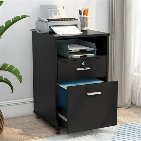 File Cabinet With Lock Mobile Printer Stand With Open Shelves For Home File Cabinet With Lock Mobile Printer Stand With Open Shelves For Home