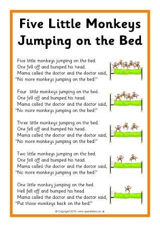Five Little Monkeys Jumping On The Bed Nursery Rhyme Lyrics History Five Little Monkeys Jumping On The Bed Nursery Rhyme Lyrics History