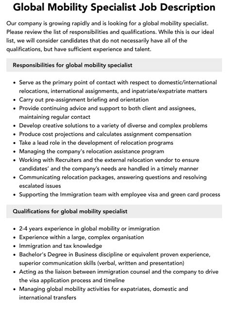 Global Mobility Specialist Services