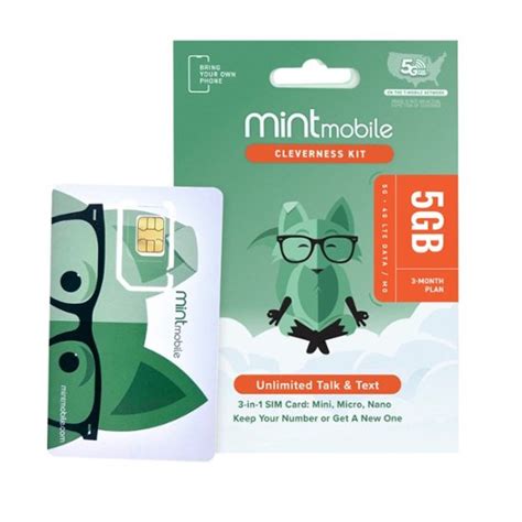 Mint Mobile 3 Month Prepaid Sim Card Kit Mint Mobile 3 Month 3Gb Lte