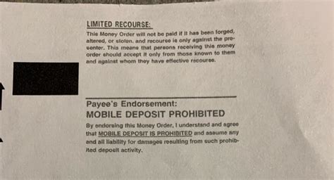 Mobile Deposit Prohibited Money Order Policy