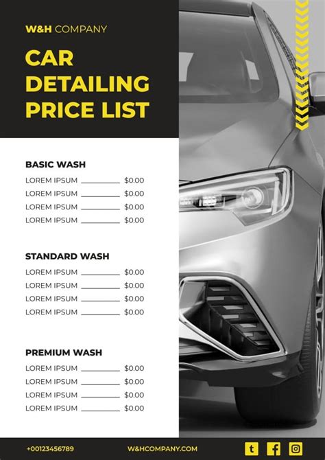 Price Guide Car Detailing Price List Template Price Guide Car Detailing Price List Template