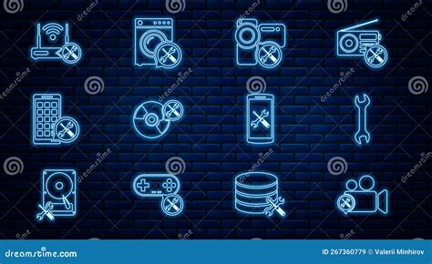 Set Line Video Camera Service Wrench Cd Or Dvd Disk Mobile Apps
