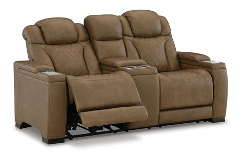 Strikefirst Nutmeg Power Reclining Console Loveseat With Adjustable Headrest From Ashley Strikefirst Nutmeg Power Reclining Console Loveseat With Adjustable Headrest From Ashley