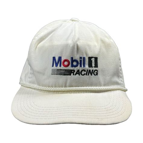 Vintage Mobil 1 Racing Hat White Strapback Cap M Gem Vintage Mobil 1 Racing Hat White Strapback Cap M Gem